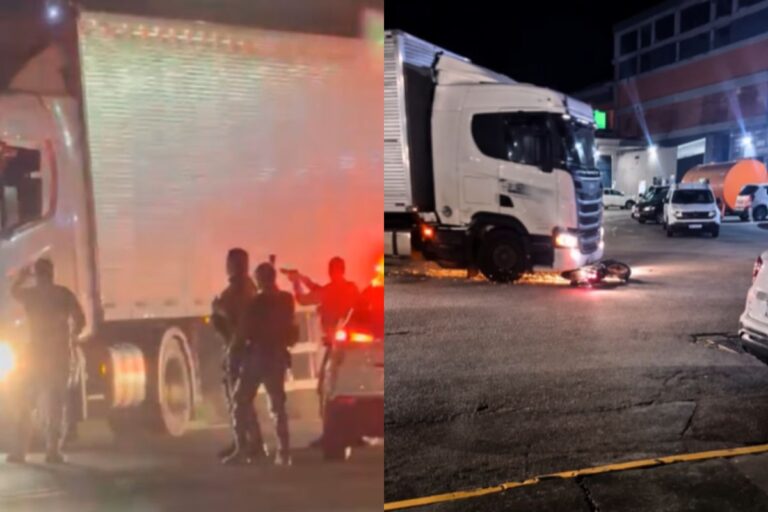 Motorista é preso após arrastar moto embaixo de caminhão e fugir da PM em Brusque