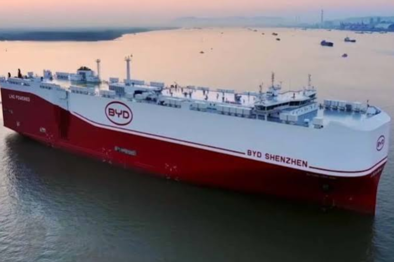 Navio chinês desembarca 7.216 veículos e bate recorde no Porto de Itajaí