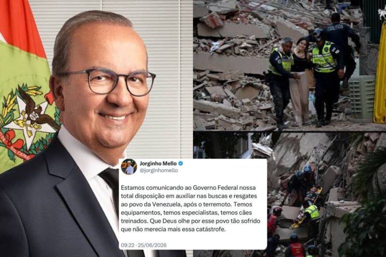 Jorginho Mello oferece ajuda de Santa Catarina às vítimas do terremoto na Venezuela