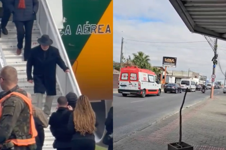 Mais viaturas do que apoiadores? Chegada de Lula chama atenção em Navegantes