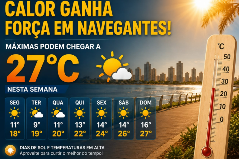 Semana começa fria, mas termina com máximas de até 27°C em Navegantes