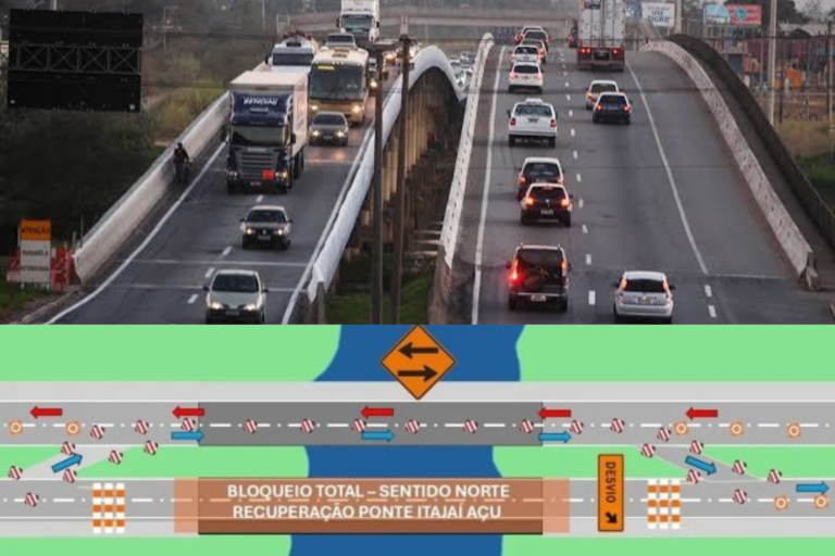 Atenção: Obras na ponte entre Itajaí e Navegantes terão bloqueios noturnos nesta semana
