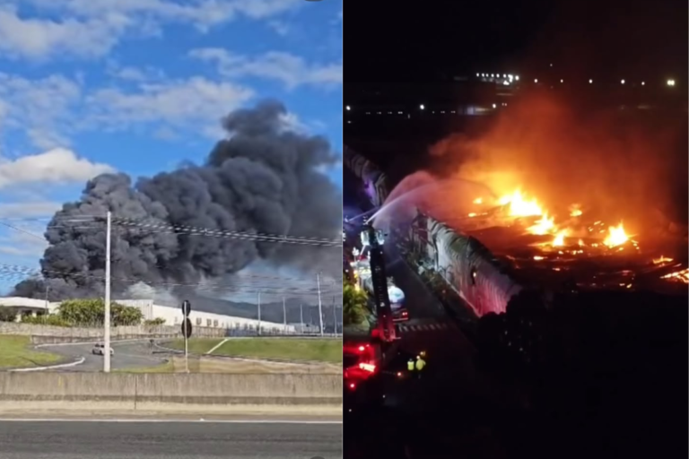Após 15 horas, bombeiros controlam incêndio em fábrica de Itajaí