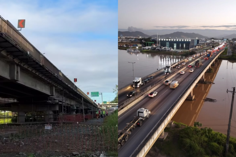 Ponte da BR-101 entre Itajaí e Navegantes passa por manutenção urgente após desgaste estrutural