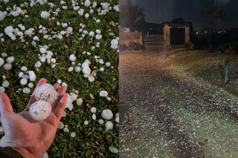 Chuva de gelo surpreende Santa Catarina e provoca cenas impressionantes durante temporal