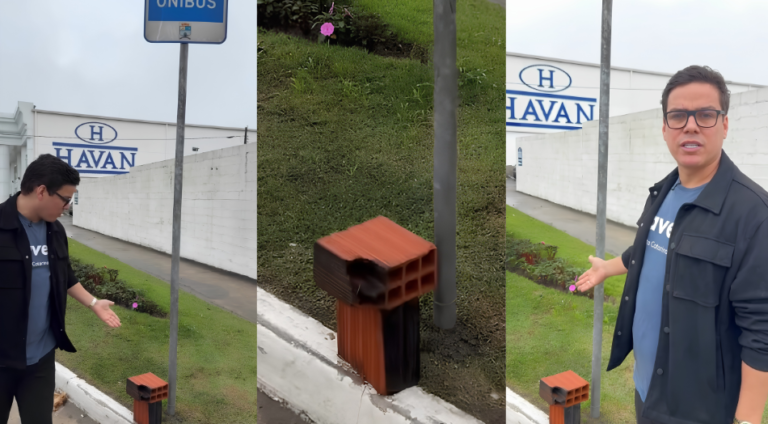 Sol, chuva e dois tijolos: o “conforto” oferecido a passageiros do transporte público em Navegantes