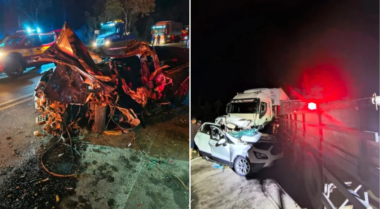 Grave acidente deixa vítimas presas às ferragens e interdita BR-470