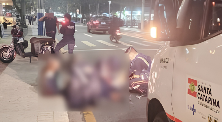 Colisão entre motocicleta e scooter elétrica deixa pessoa gravemente ferida em Balneário Camboriú