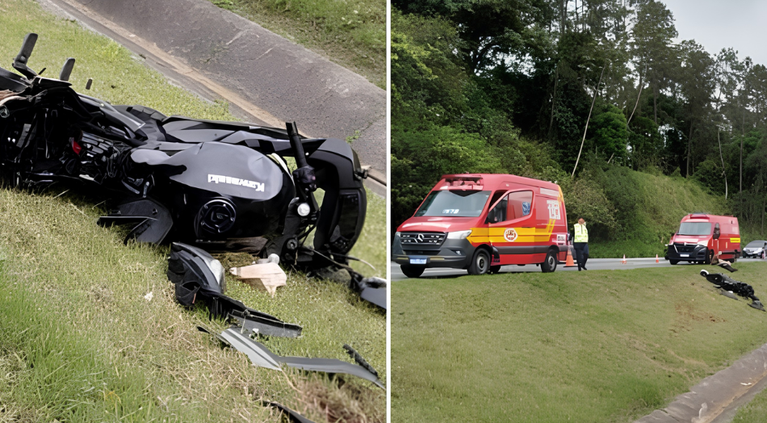 Casal fica ferido após grave queda de moto na BR-470 entre Ilhota e Navegantes